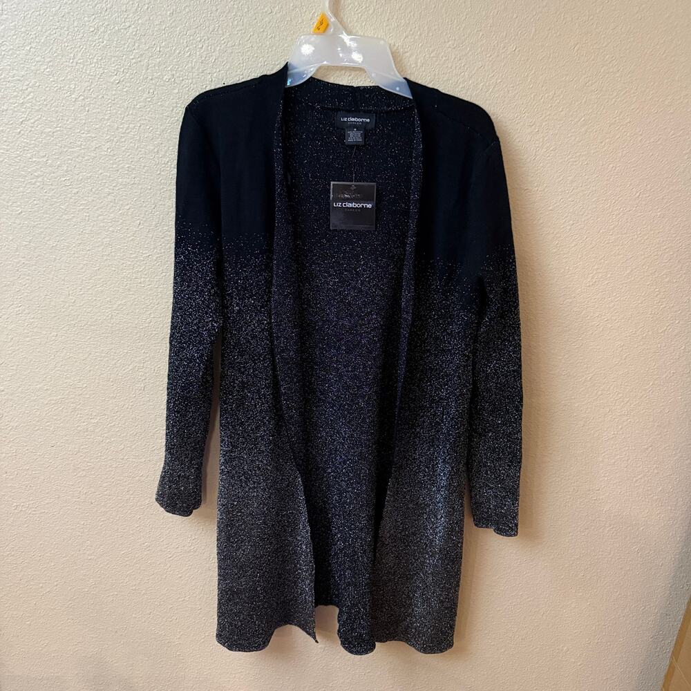 Liz Claiborne NWT Career Open-Front Metallic Ombre Duster Cardigan M holiday